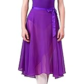 Wuchieal Dance Skirts for Women, Long Chiffon Ballet Skirt, Women's Dance Wrap Skirt with Tie