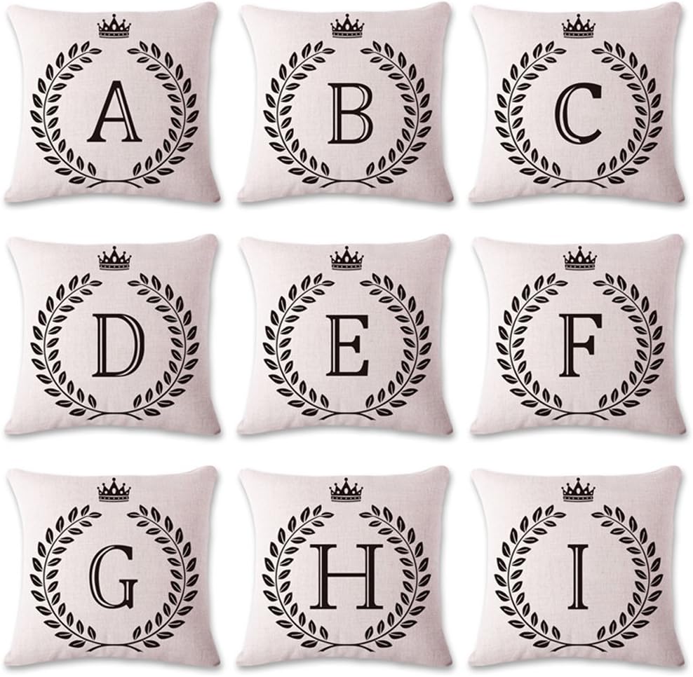 Coliang Letter L Pillow Case, Letter Cushions Cover Blend Cotton English Alphabet Cushion Decorative Pillows Wheat Throw Pillow Cushion 18x18 Inch(45x45CM) - Letter L