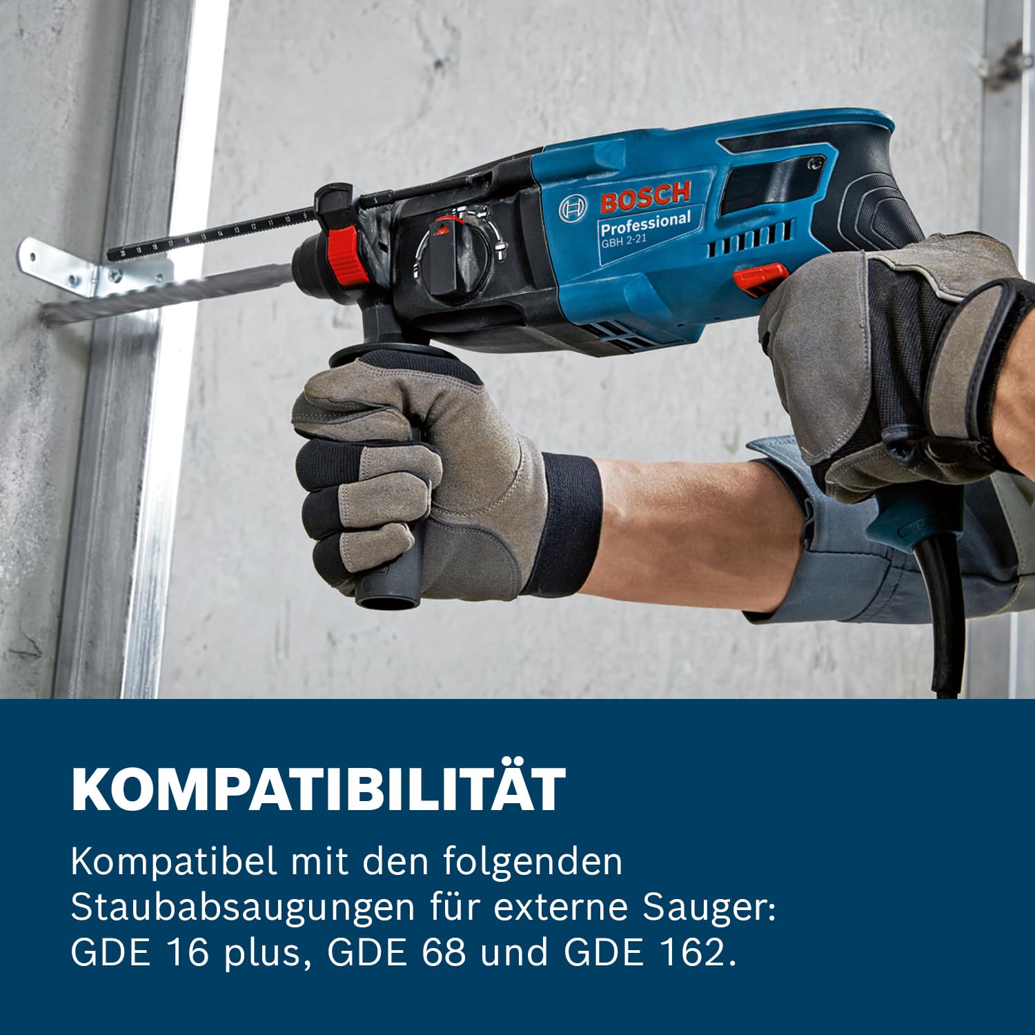 Bosch Professional Bohrhammer GBH 2-21 (mit SDS plus, inkl. Zusatzhandgriff, Maschinentuch, Tiefenanschlag, Handwerkoffer)