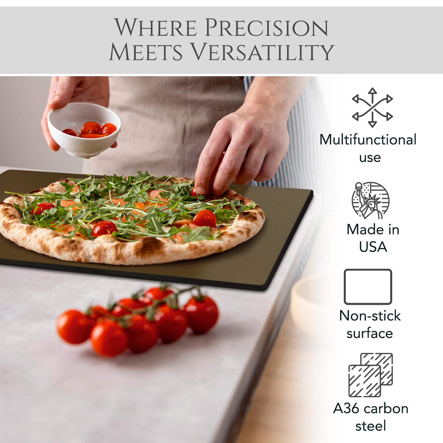 Premium Pizza Stone for Oven | Small But Expandable By Purchasing Two or More | Perfect Crispy Crusts | Durable Pizza Steel Stone | Deluxe Pizza Stone Offering Easier Cleaning, Handling and Storage