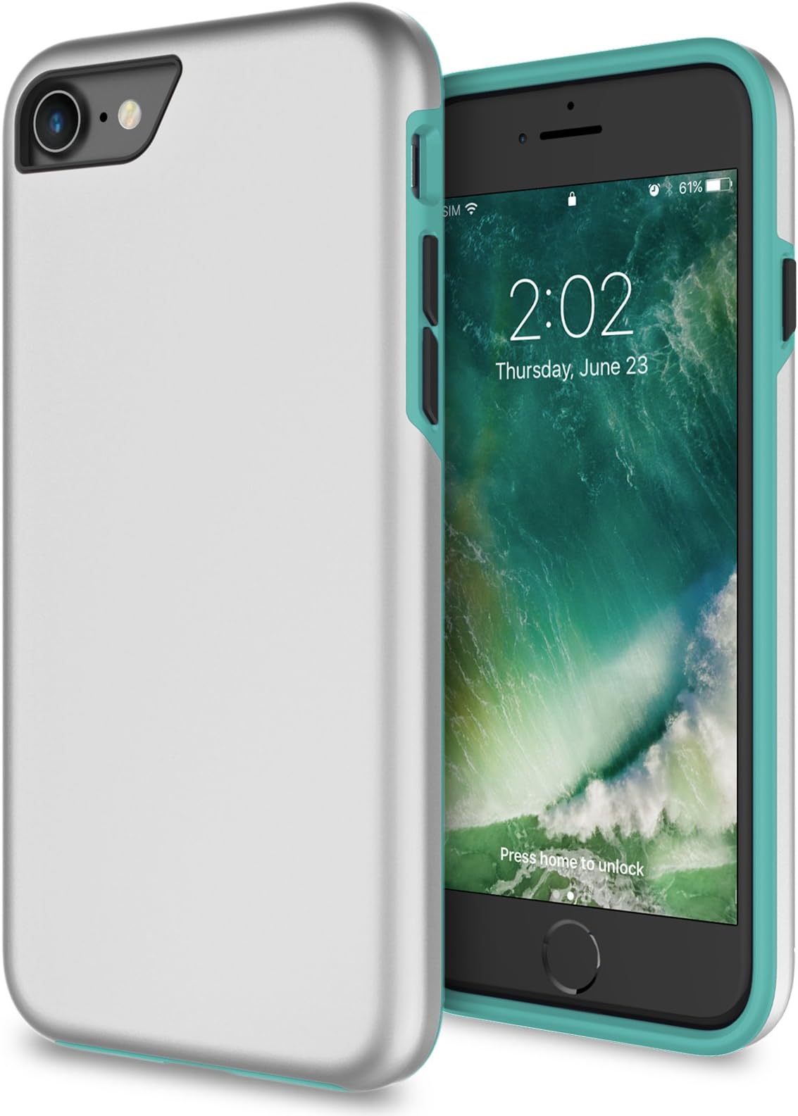 iPhone 7 Case, Zeox [Armoz] Dual Layer Protective Armor Shock Absorptive Soft Bumper Hard Back Cover Hybrid Shockproof Case for Apple iPhone 7 - Silver