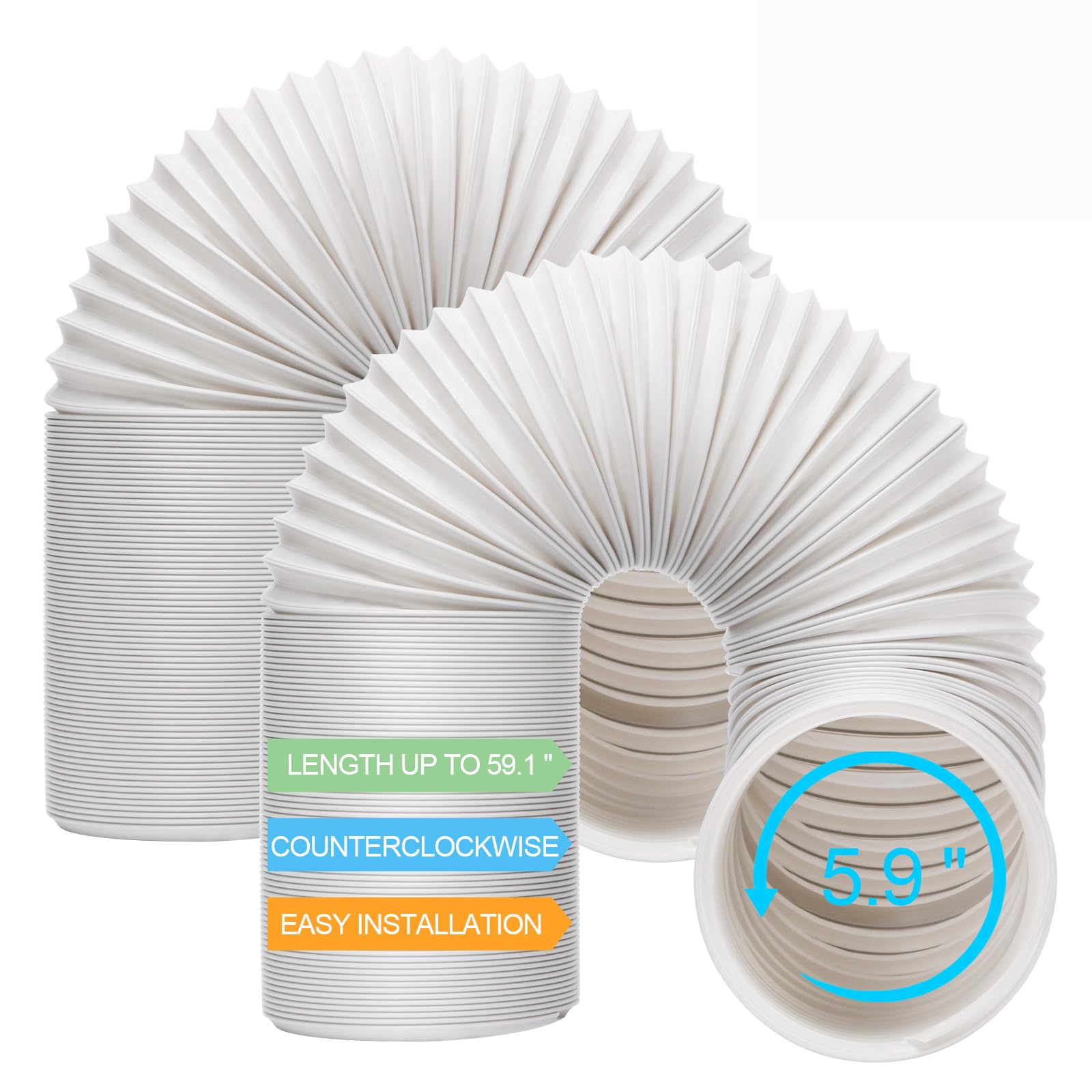 Photo 1 of NEAGLORY Portable Air Conditioner Hose 2Pack - AC Hose with 5.9" Diameter, Anti-Clockwise Thread, Length up to 59" - Exhaust Hose for Portable AC Vent Compatible