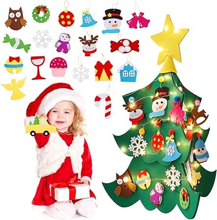 Natale Divertente Immagini.Legendog Fai Da Te Feltro Albero Di Natale Divertente Di Natale Decorazione Con Ornamenti Dattaccatura Led Light String Amazon It Casa E Cucina