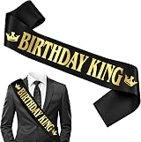 IRYNA Birthday King Sash Black Gold Letter Birthday Banner Men Adult Party Gift view 1