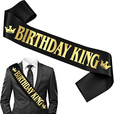 IRYNA Birthday King Sash Black Gold Letter Birthday Banner Men Adult Party Gift