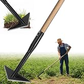 ElaraBerry 1 Pc 6 Inch Wide Triangle Hoe with 60 Inch Long Wood Handle Scuffle Hoe with Triangle Head Gardening Tool Steel for Quickly Weeding and Cultivating