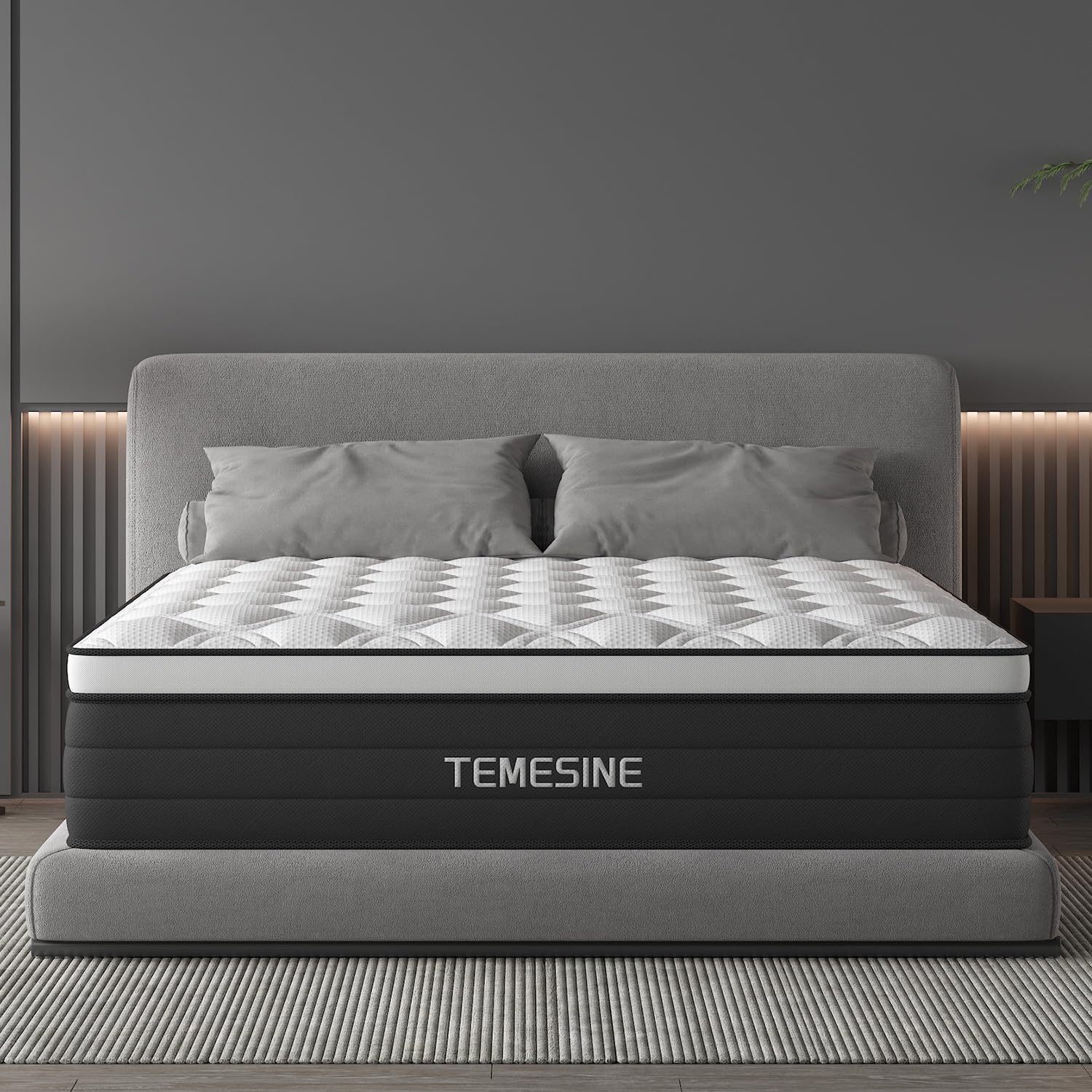 Photo 1 of Full Size Mattress, 14 Inch Hybrid Mattress in a Box with Individual Pocket Spring, Gel Memory Foam and Euro Top, Medium Firm Feel with Motion Isolation, Pressure Relief, Edge Support, Black