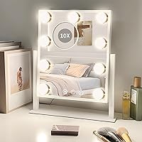 Sucedey Makeup Mirror with Lights, 14x12 '' Lighted Vanity Mirror with 9 Bulbs, 3 Color Mode and Dimming, Touch Control, Deta