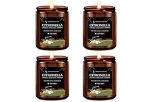 FF FRAGRFLOWING Citronella Candles Set, Indoor Outdoor Lemongrass Scented Candles，Natural Soy Wax Jar Candle, 200-Hour Burn Time, 28 oz (4 Pack)