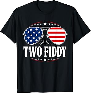 Two Fiddy 2 Fiddy 250th Anniversary 4th of July USA Flag T-Shirt