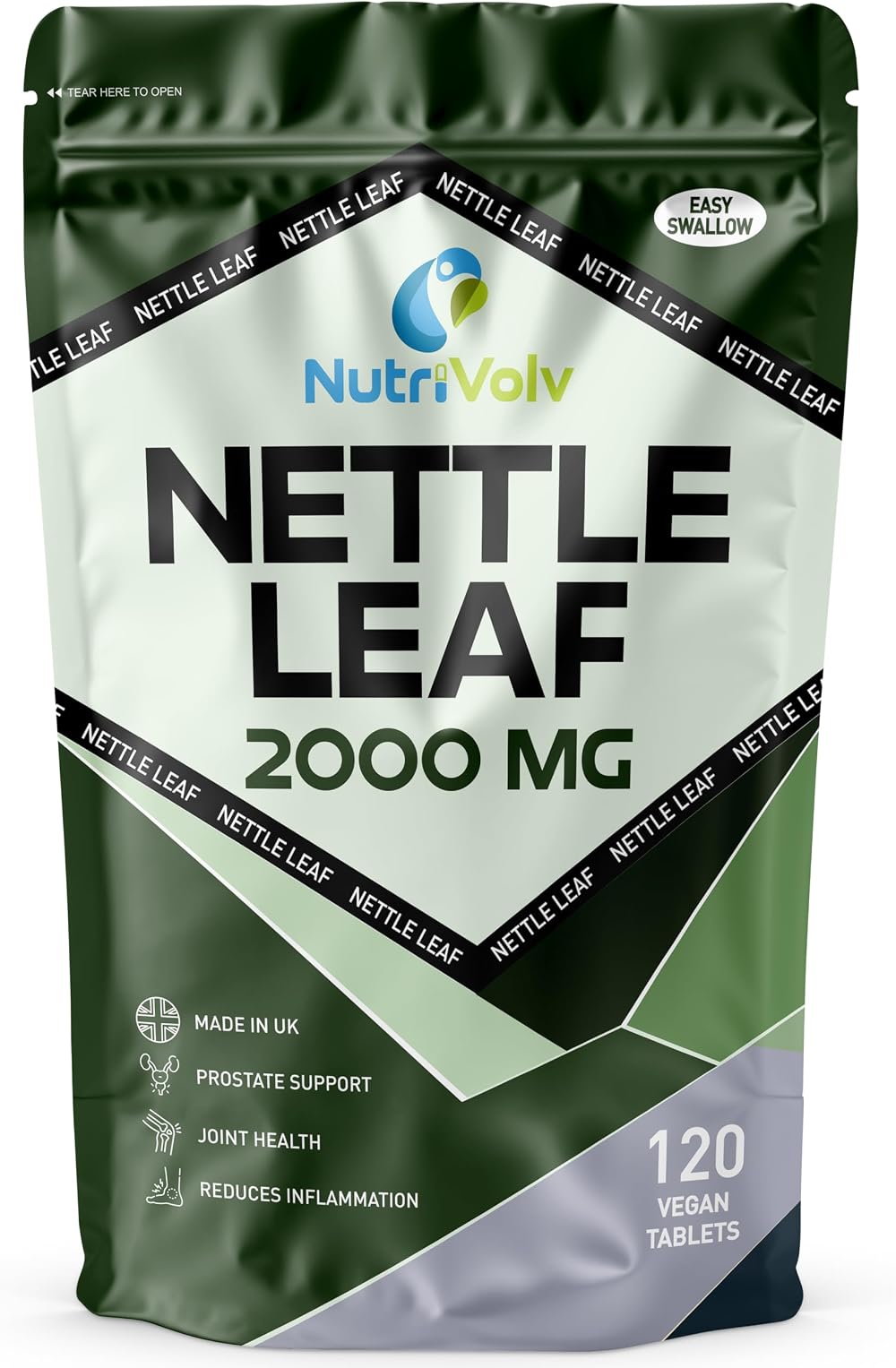 NutriVolv Nettle Leaf Tablets 2000 mg 120 Vegan Non-GMO