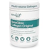 Bonavit Multi Collagen Peptides - Types I, II, III, IV, V & X - Premium Hydrolyzed Collagen Powder for Women & Men - with Vitamin C, Digestive Enzymes & Probiotics - 44 servings - BonaGlow Unflavoured