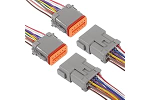 JUZITAO 2 Sets Deutsch DT 12 Pin Waterproof Connector 12 Way Male Female Automotive Waterproof Electrical Connector Plug with 16 AWG Cable Wire for Car Truck Boats