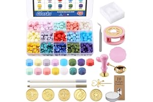 Glarks 467Pcs Wax Seal Stamp Kit, Wax Letter Seal Set with Colorful Wax Seal Beads, Wax Seal Spoon, Bear Shaped Wax Seal Mold