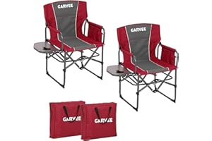 2 Pcs Oversized Heavy Duty Folding Camping Director Chair for Adults – Portable Outdoor Lawn Chair with Side Table, Side Pock