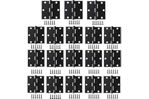 Allucky Matte Black Door Hinges 18 Pack 3x3 Inch Interior Door Hinges for Doors Square Corners Iron Hinge Door Hinge Hardware