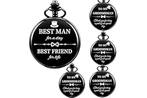 Afcrho Groomsmen Gifts Set Pocket Watch for Men Bestman Gift Engraved Pocket Watches for Groomsman Gift Set Mens Pocket Watch