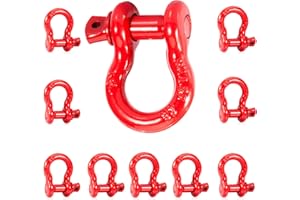 Gedlex 1/2" D Ring Shackles Forged Carbon Steel with Screw Pin WLL 2 Tons 4,000 Lbs, Heavy Duty D Ring Buckle for Towing, Rigging and Vehicle Recovery (10 Pack)