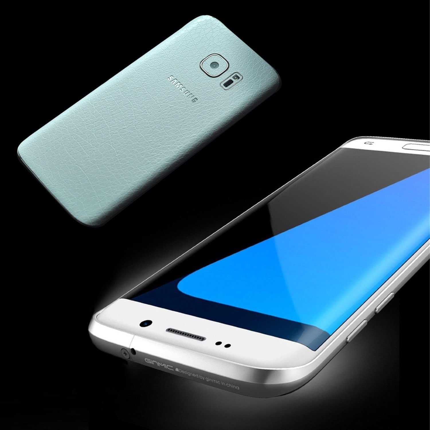 Galaxy S7 Edge Bumper, 3D Curved Surface Slim Aluminum Metal Scratch-Resistant Bumper Frame with colorful Leather back Sticker For Galaxy S7 Edge(Silver)