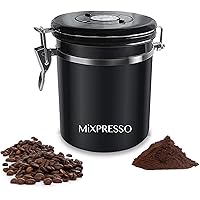 Mixpresso Black Stainless Steel Airtight Coffee Container with Date Tracking For All Types Of Coffee | Vacuum Sealed…