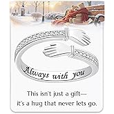 ZGBY Hug Ring for Women Gift – 925 Sterling Silver Adjustable Open Band, Engraved “Always with you”, Sentimental Jewelry for Mom Daughter Friend