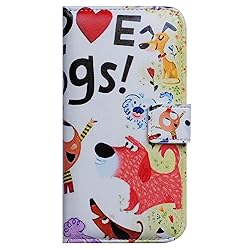 Bcov Galaxy S21 5G Case, Colorful Cute Dogs Leather