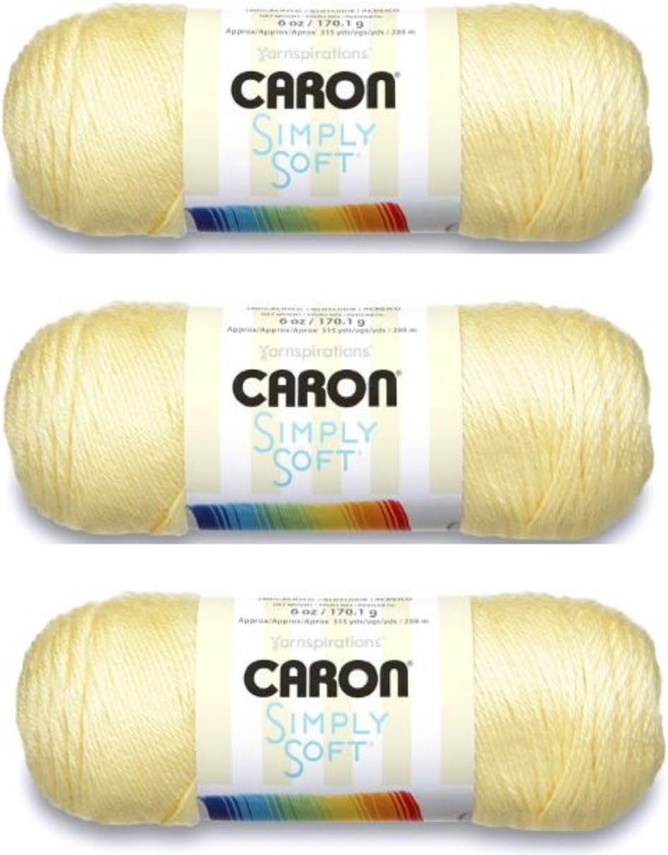 Amazon Com Spinrite Caron Simply Soft Yarn 6 Oz Med 4 Weight 3 Pack Baby Sunshine