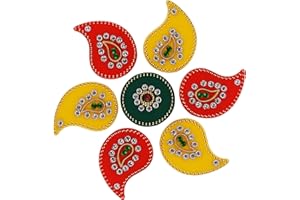 CHERKRAFT Medium Size Diwali Acrylic Rangoli Stencils Handmade Rangoli Sticker Home Decor Floor Decorative Stones - 8 Inches (Design 3)