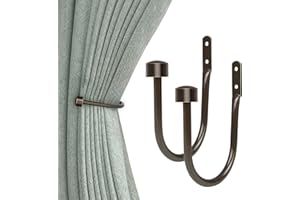 TONIAL Curtain Holdbacks, Decorative Curtain Tieback for Wall Bronze Window Drapery Hold Backs Large with Round Finials (1 Pair/2 Pack)
