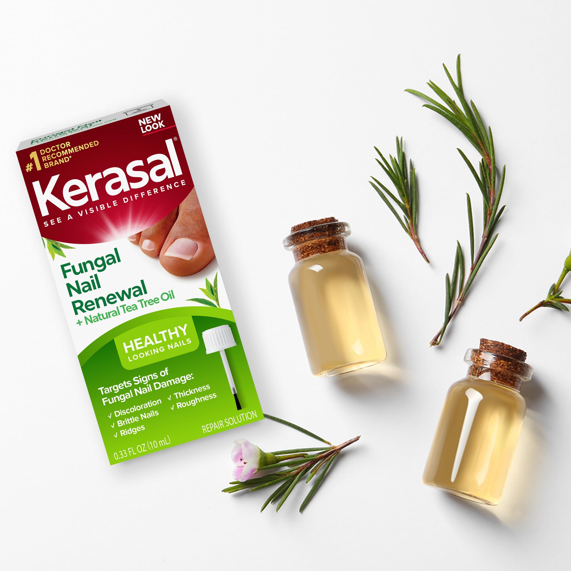 Kerasal Renewal Nail Repair Solution with Tea Tree Oil for Discolored and Damaged Nails, 0.33 Oz (Pack of 1)