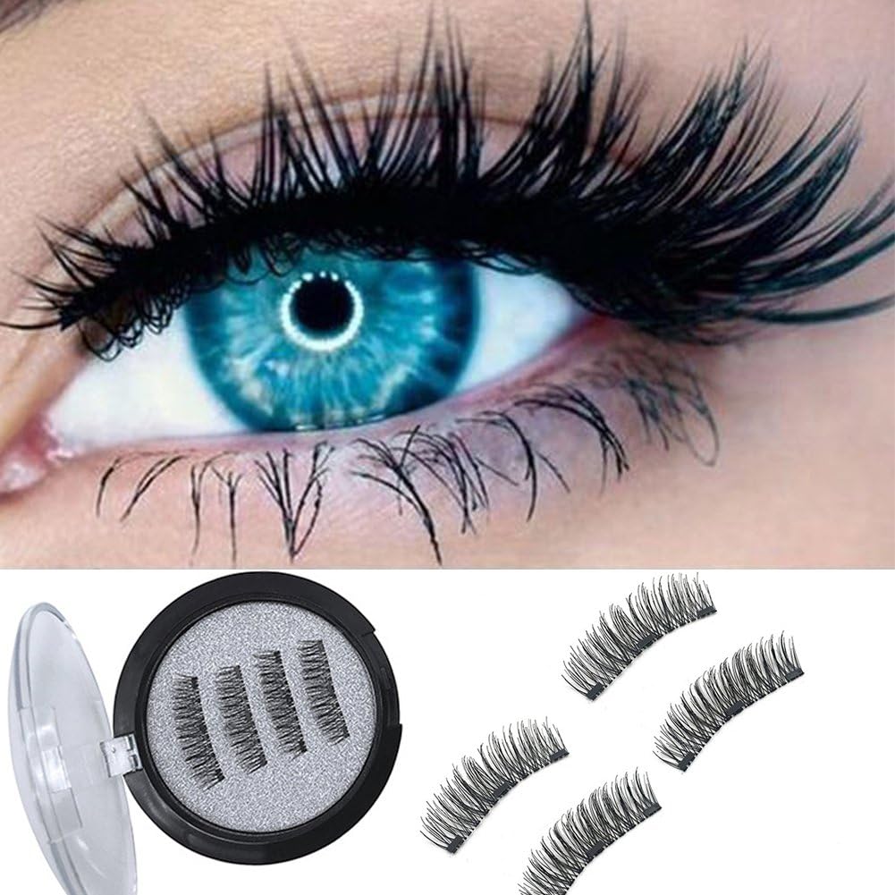 Magnetic Eyelashes False Eyelashes Reusable Fake Lashes NO Glue Eyelash Natural Look Triple Magnets Eyelashes 1 Pair / 4 Pieces