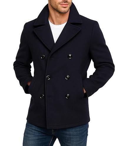 Leather Jacketz Men's Black Wool Coat - Double Breasted Winter