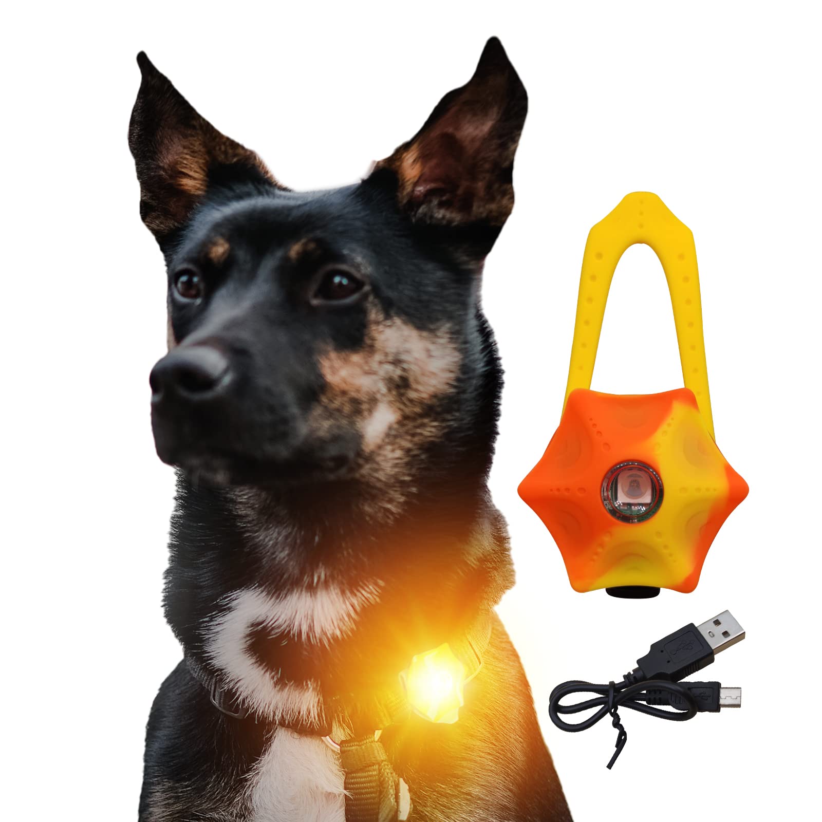 LaRoo Dog LED Collar Light 3 Modes,Silicon Waterproof Flashing Light Up Pendant Clip on Dog Collar Charms,Safety Blinker Light for Night Walking Outdoor Sport