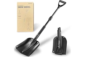 ZIHUA 40" Folding Emergency Snow Shovel for Car, Black Aluminum Multi-purpose Shovel with Comfortable D-Grip Handle