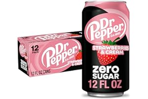 Dr Pepper Zero Strawberries and Cream Soda, 12 fl oz cans, 12 Pack