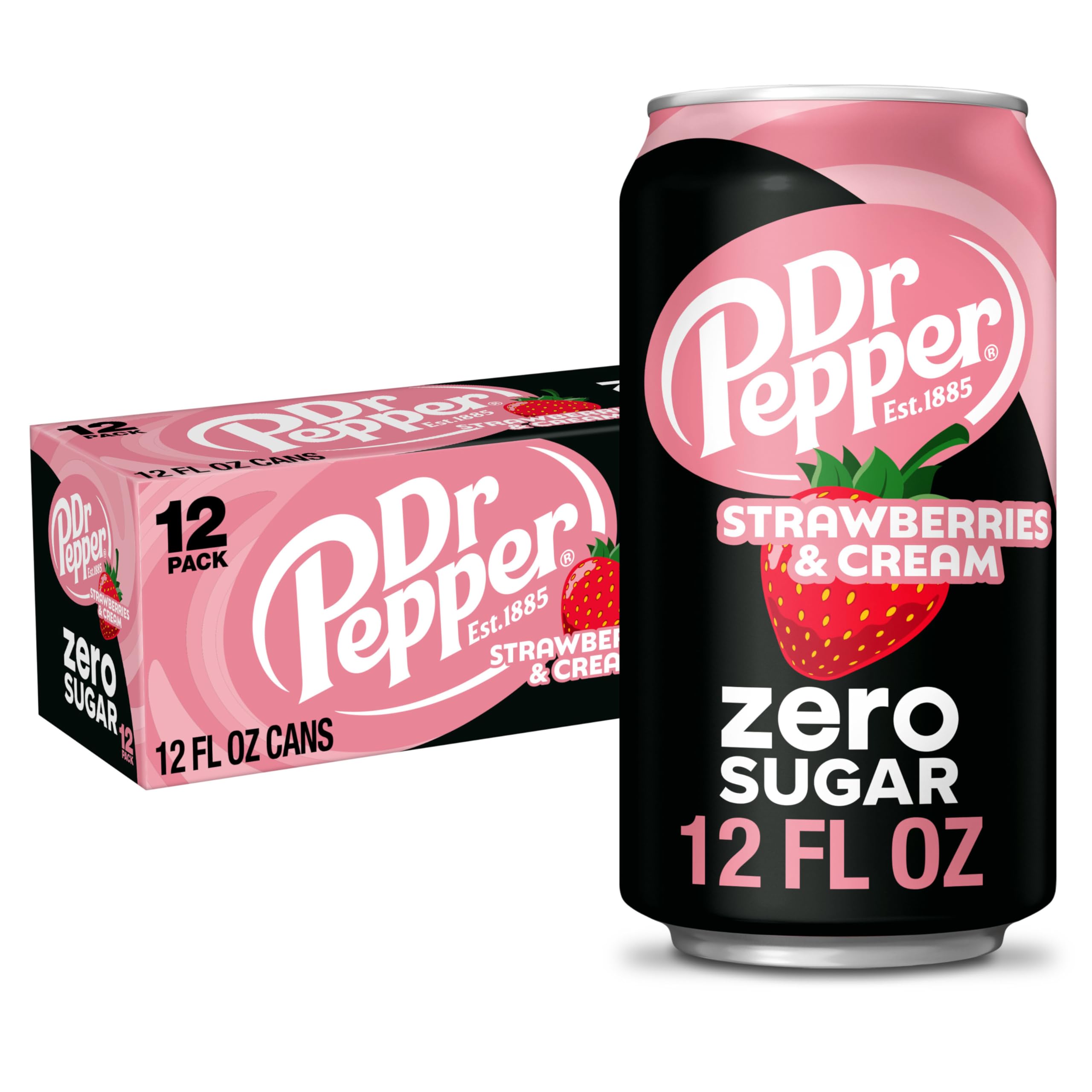 Dr Pepper Zero Strawberries and Cream Soda, 12 fl