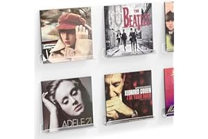 Meaocer Vinyl Record Shelf Wall Mount, 6 Pack 12 inch Clear Acrylic Album Record Holder Display, Kids Bookshelf, Floating Wall Shelves for Bathroom, Bedroom, Living Room, Kitchen (Clear-6pcs)