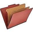 Amazon Basics Pressboard Classification File Folder with Fasteners, 2 Dividers, 2-Inch Expansion, Pack of 10, 12.17 x 10.67 inch (Letter), Red