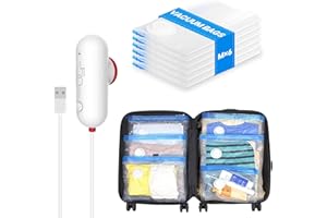 VMstr 6 Pack Vacuum Storage Bags for Travel, Compression Bags with USB Electric Pump, Vacuum Seal Bags for Clothes and Clothing, Luggage Packing
