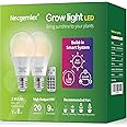 Necgemlex Smart LED Grow Light Bulbs with Remote Controller, Sun Mode, Built-in Daily Auto Timer, 4500K, A21/A70 E26/E27 9W Dimmable Full Spectrum Grow Bulbs for Indoor Plants, 2 Pack