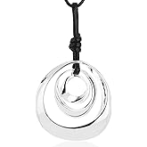 welbijoux Long Pendant Necklaces Silver Pendant Natural Black Rope Chain Bohemian Necklace for Women with Gift Box