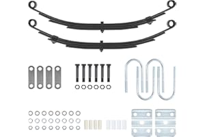 ikare Tandem Trailer Axle Suspension Kit, 4 Leaf Trailer Springs with U-Bolt Kit and Shackle 3500lb Single Trailer Leaf Springs for Trailer Axle, Trailer Axle Hanger Kit