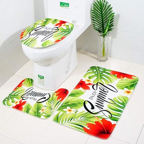 Beste dekoration !!! Beisoug 3 STÜCKE Bad Rutschfeste Sockel Teppichboden + Deckel Toilettendeckel + Badematte Set