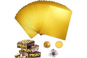 Sizkii 200 PCS Gold Chocolate Candy Wrappers, 4x4 inches Aluminium Foil Candy Wrappers for Chocolate, Sweets Lolly Paper, Squ