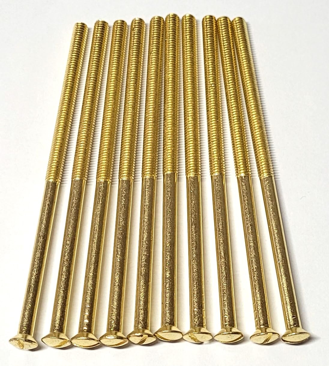 Pack of 10 Brass Electrical Screws 75mm X 3.5mm Brass(Gold) Long Socket Screw Switch Plugs Fixings Raised Slotted Head