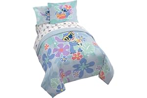 Jay Franco Disney Lilo and Stitch Full Size Comforter Set - 7 Piece Bedding Includes Sheet Set & Pillow Covers - Super Soft Tropical Bedding