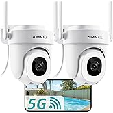 ZUMIMALL 3MP 2K Outdoor Camera Wired 2.4G/5G WiFi Camera, 24/7 Recording, AI Motion Detection, Cloud & SD Card Storage, 2-Way Audio, PTZ Camera Auto Tracking, Work with Alexa Google-2-Pack