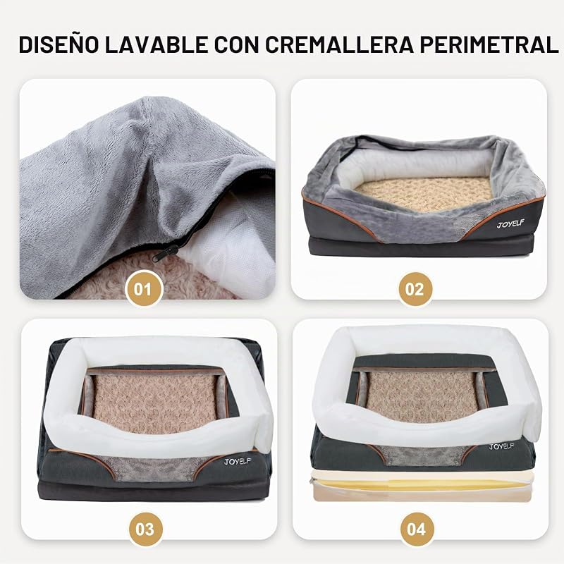 Large Cama de Espuma viscoelástica para Perros, Cama ortopédica para Perros y sofá con Funda extraíble Lavable y Juguetes chirriadores como Regalo