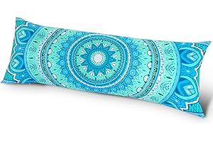 PLAY TAILOR Body Pillow Cover with Zipper 20x54 Soft Velvet Body Pillow Case Patterned Long Pillowcase for Adults Teal