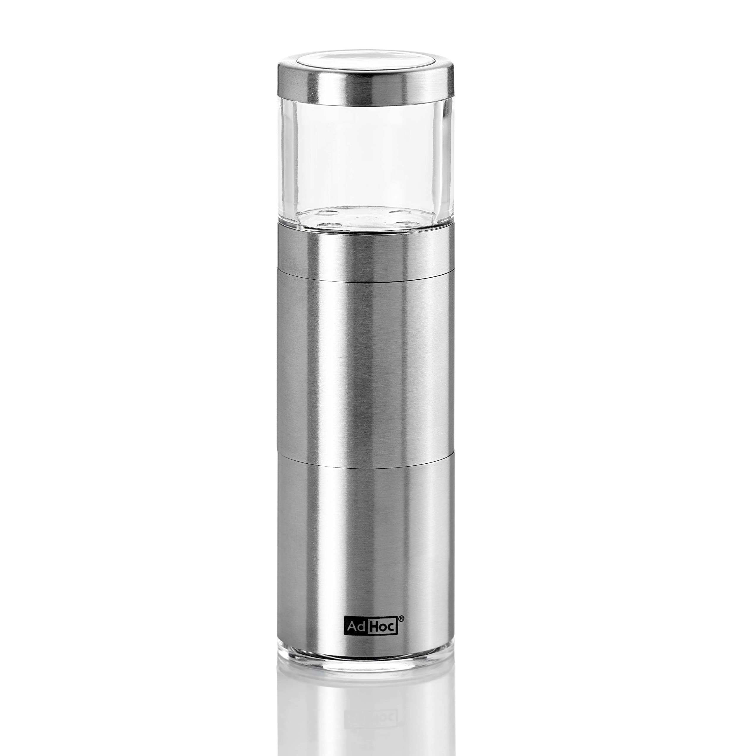AdHoc Muskatino Nutmeg Grinder, Nutmeg Mill, Spice Grinder, Stainless Steel/Acrylic, Aroma Cap, 12.5cm, Silver